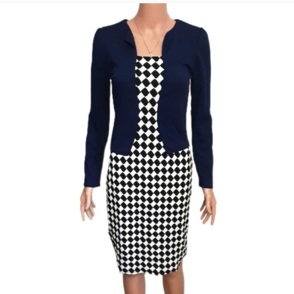 Houndstooth Formal Dress With Jacket